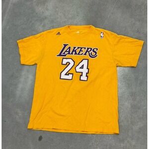 Adidas Lakers Kobe Bryant 24 Gold Shirt Men's Large Custom Fit NBA Tee